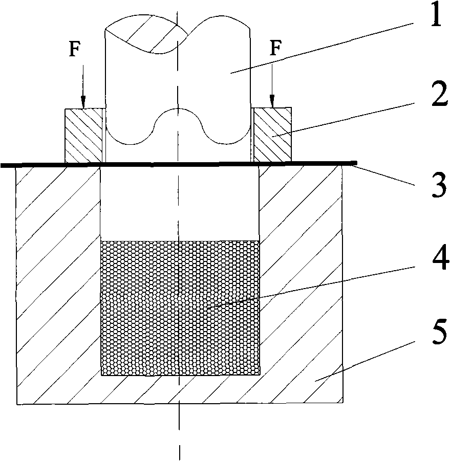 Sheet metal rigid particles or compressible powder half-module shaping technique