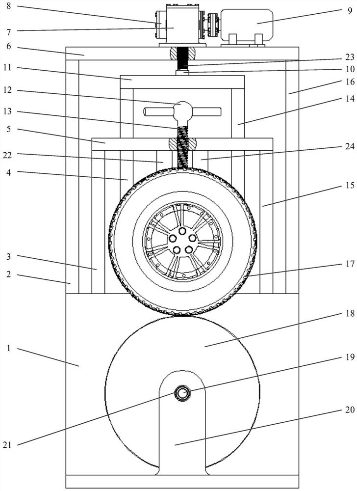 A dynamic and static vertical loading device for electric wheel performance testing test bench