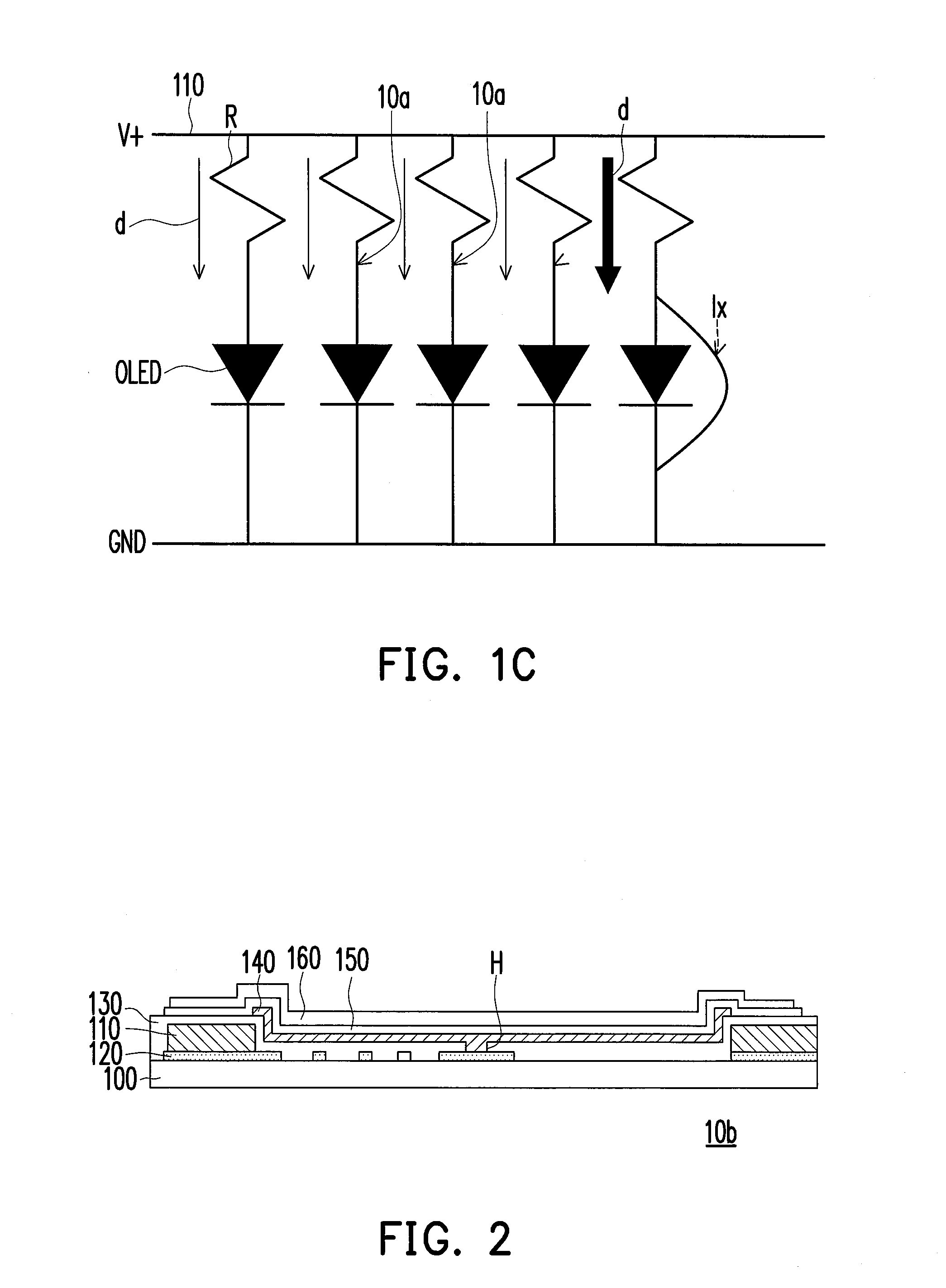 Organic electroluminescent device and transparent impedance line