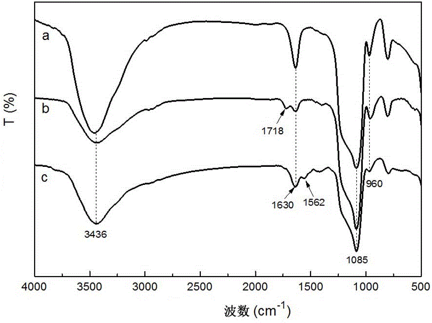 Method for preparing mesoporous material for adsorbing heavy metal ions and dye pollutants