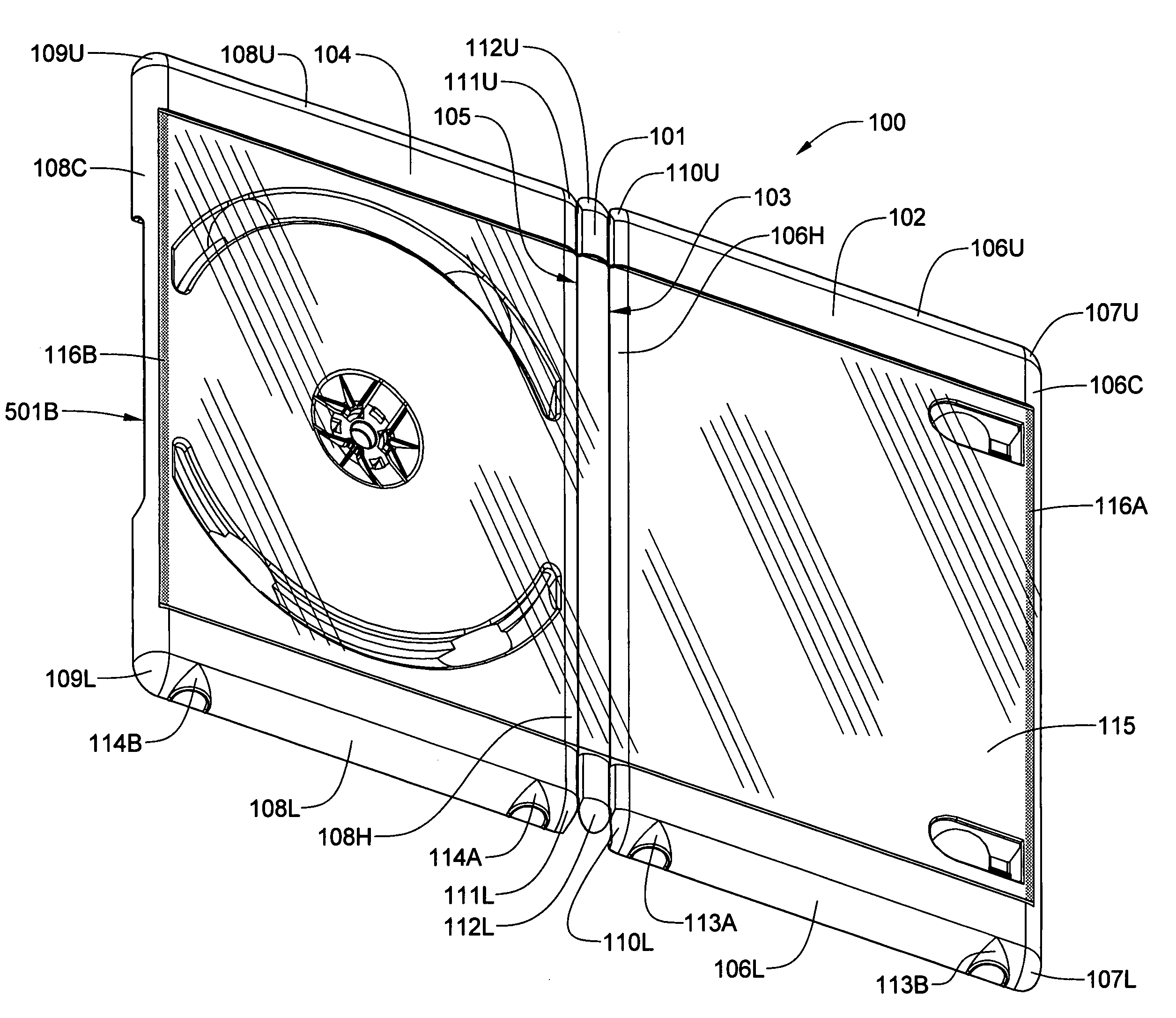 Injection molded case for optical storage discs