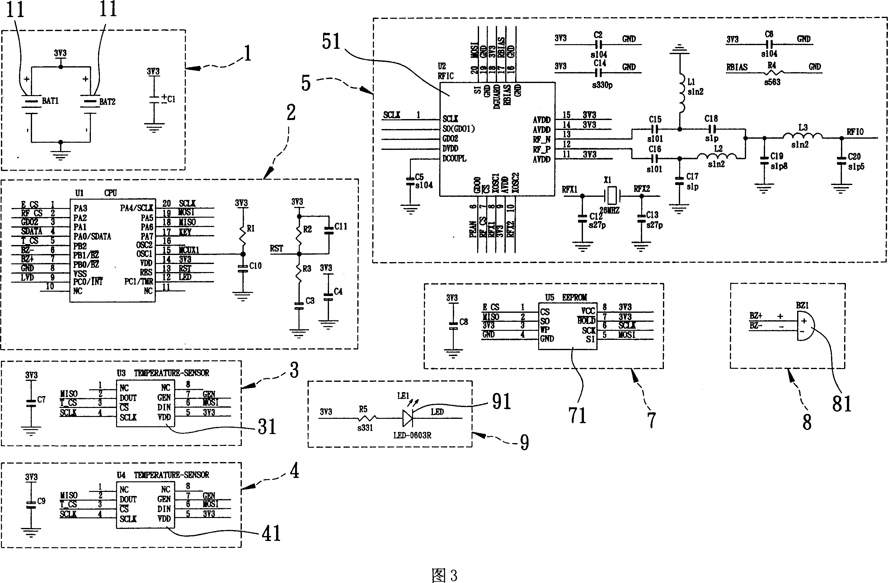 Radio body temperature monitoring and reporting system
