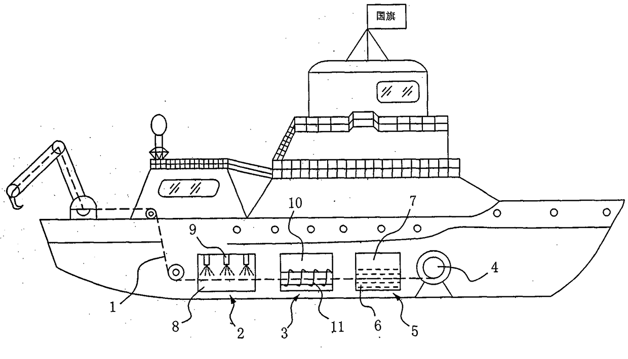 Anti-rust maintenance device and maintenance method for special steel wire rope for scientific research ships