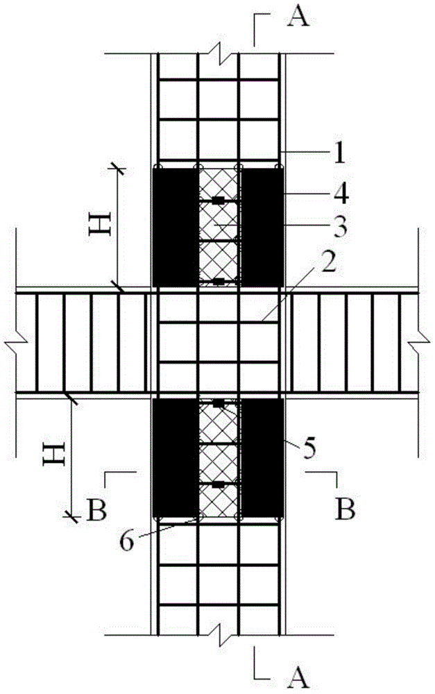 Reinforced concrete frame joint area plus steel plate and steel wire mesh wrapped reinforcement structure and preparation method