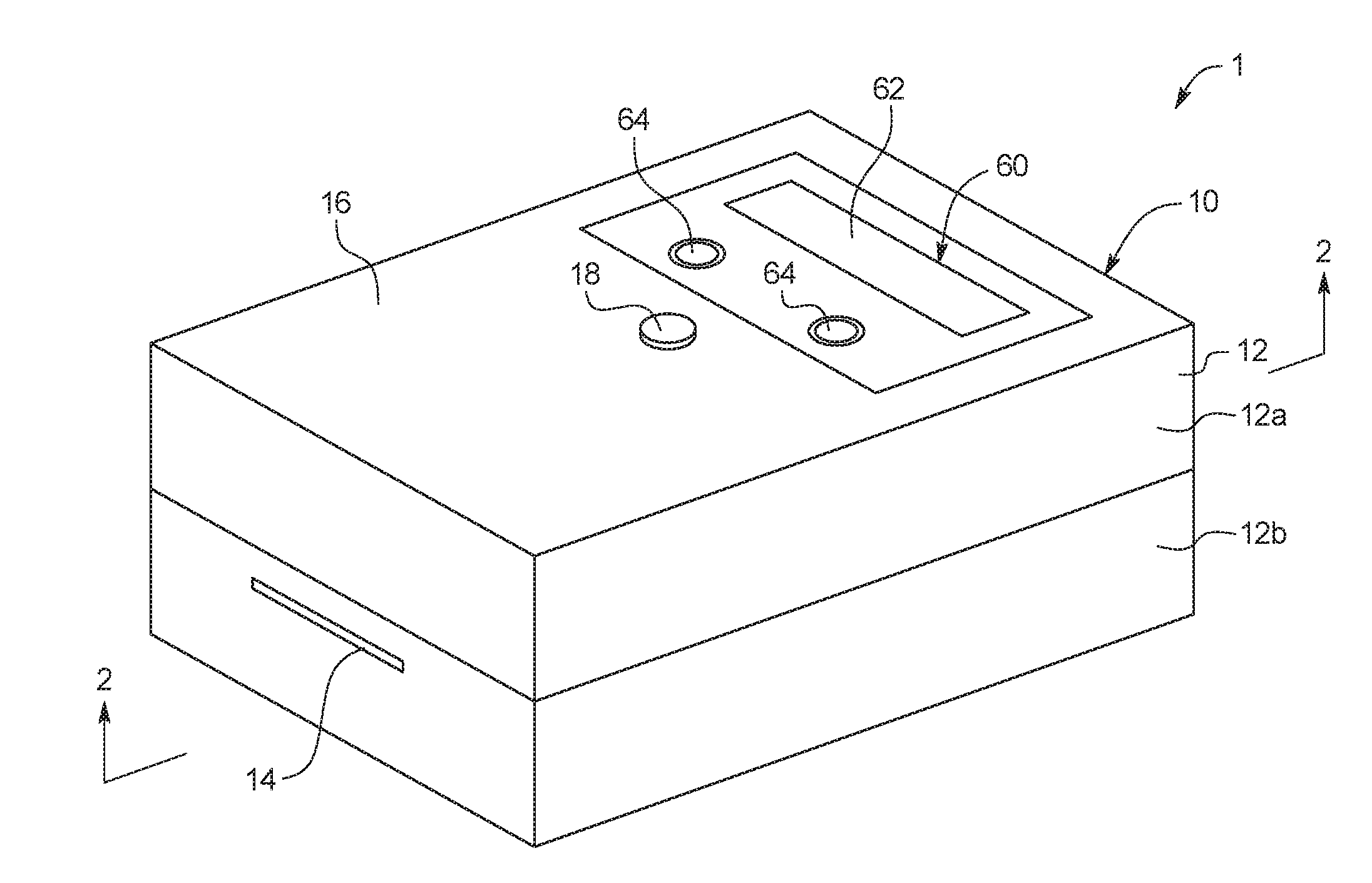 Device for analyzing a fluid sample and use of test card with same