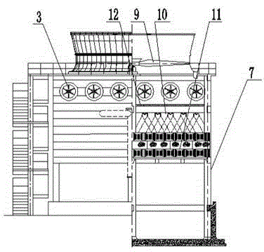 Environment-friendly energy-saving cooling tower with fog dispersing function