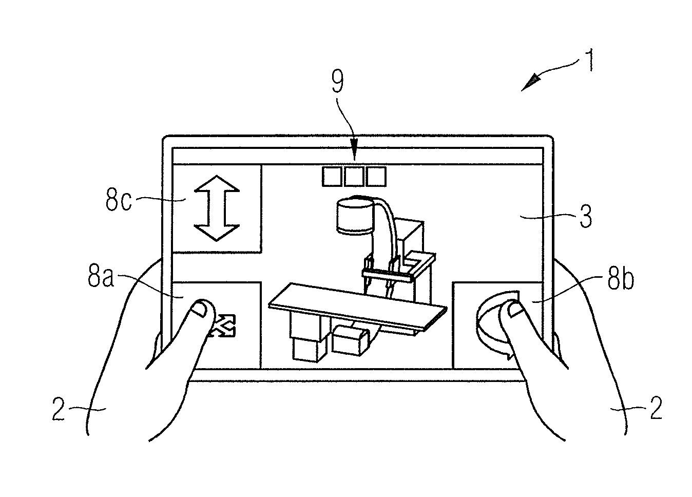 Control device, medical apparatus and method to control movements of the medical apparatus