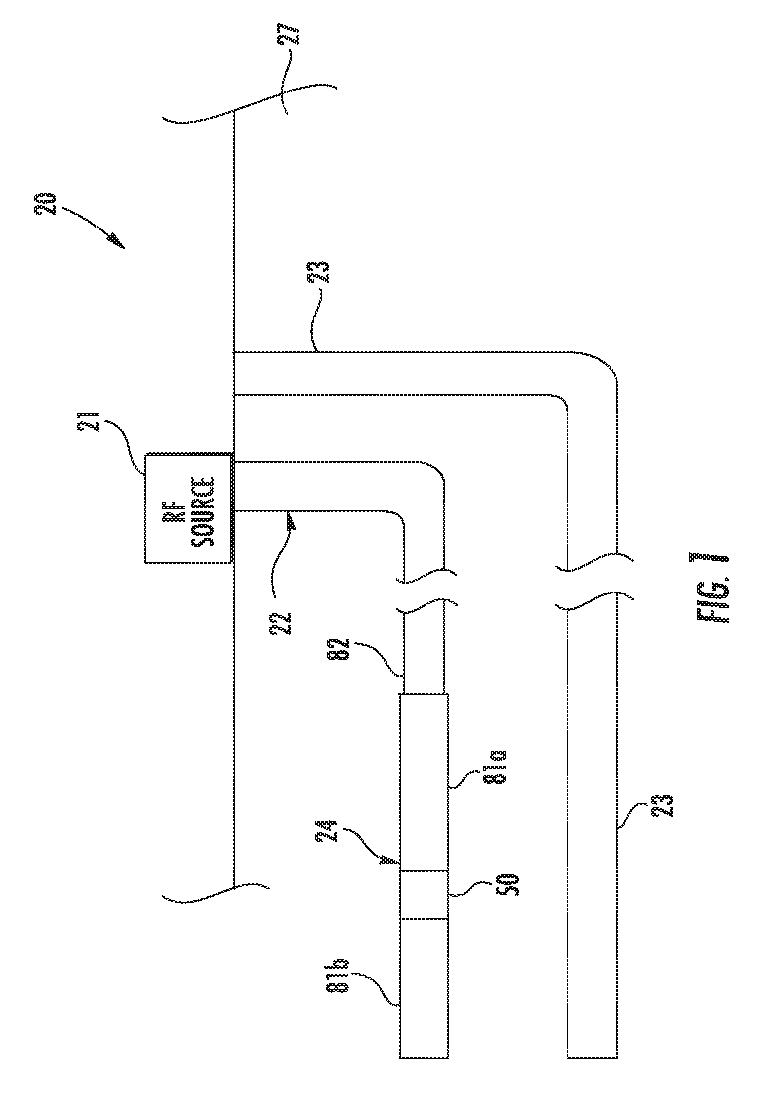 RF antenna assembly with series dipole antennas and coupling structure and related methods