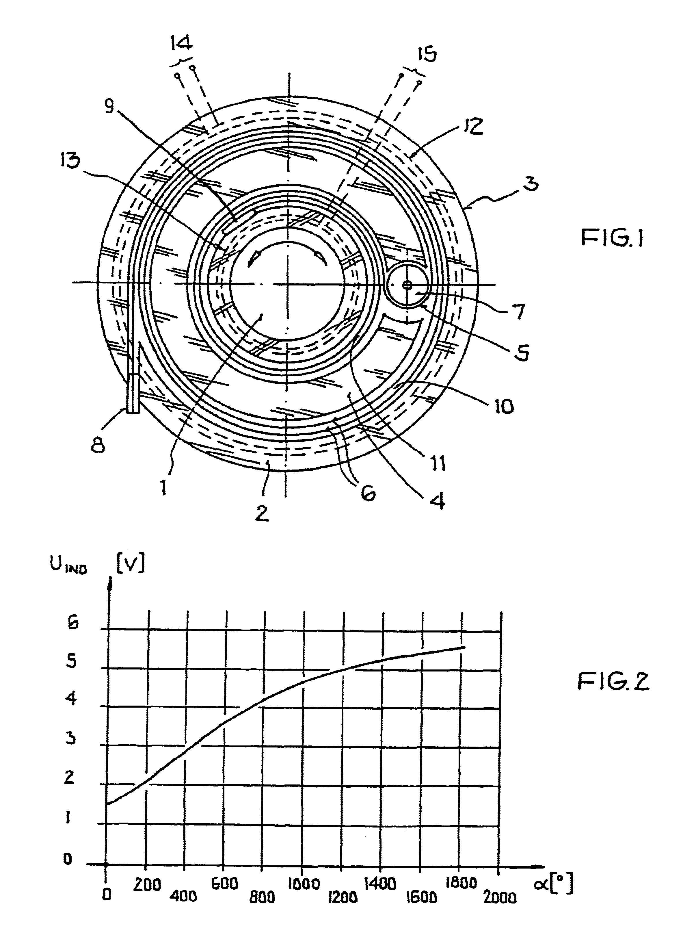 Method for determining the angular position of a rotative part which performs a rotational movement