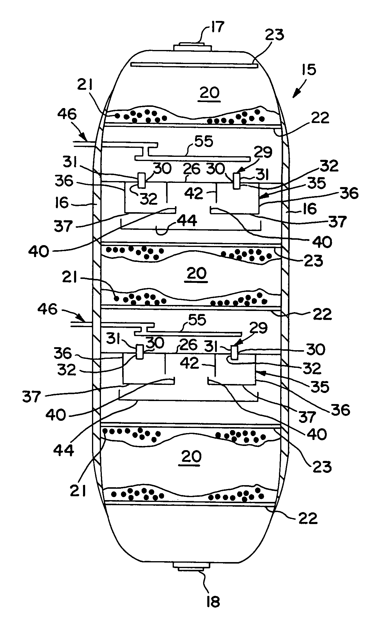 Multiphase mixing device with improved quench injection for inducing rotational flow