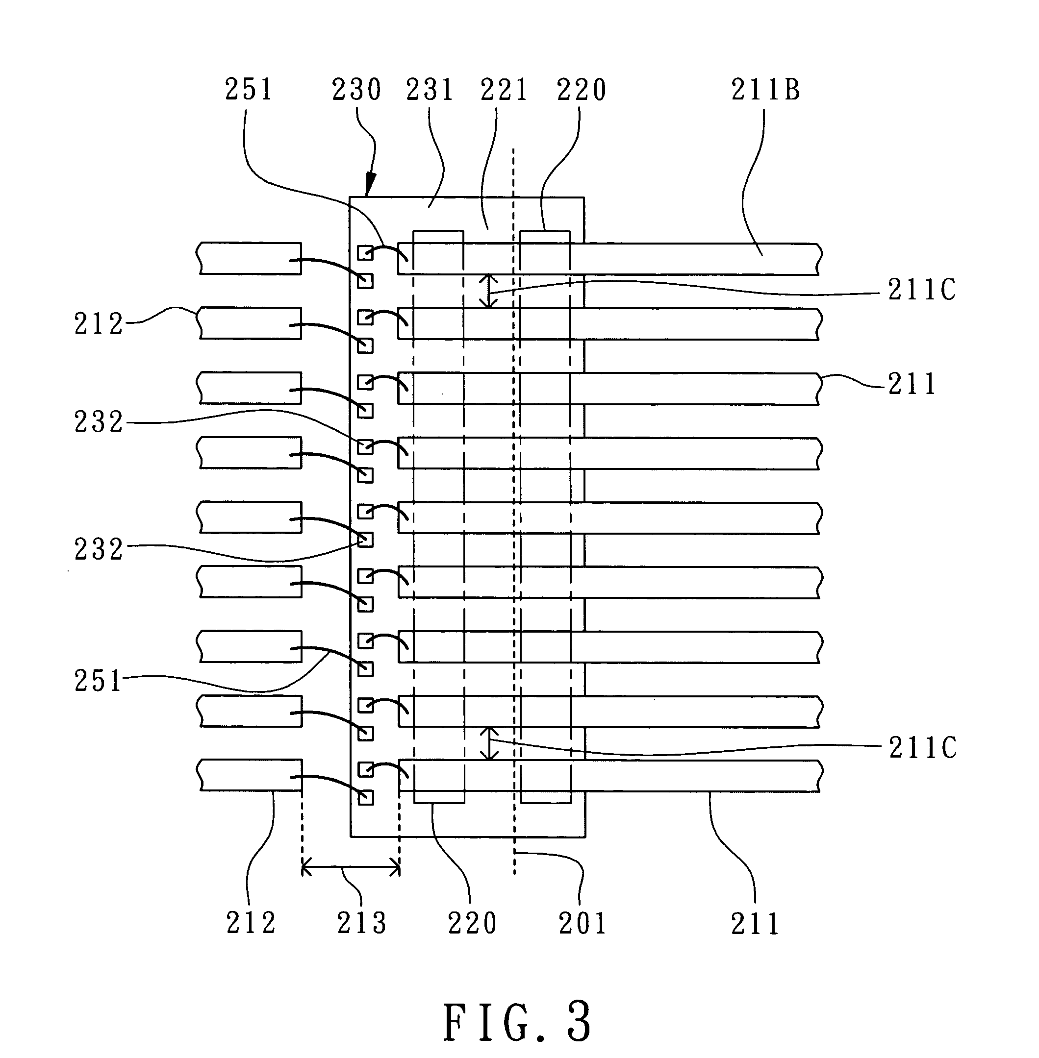 IC package encapsulating a chip under asymmetric single-side leads