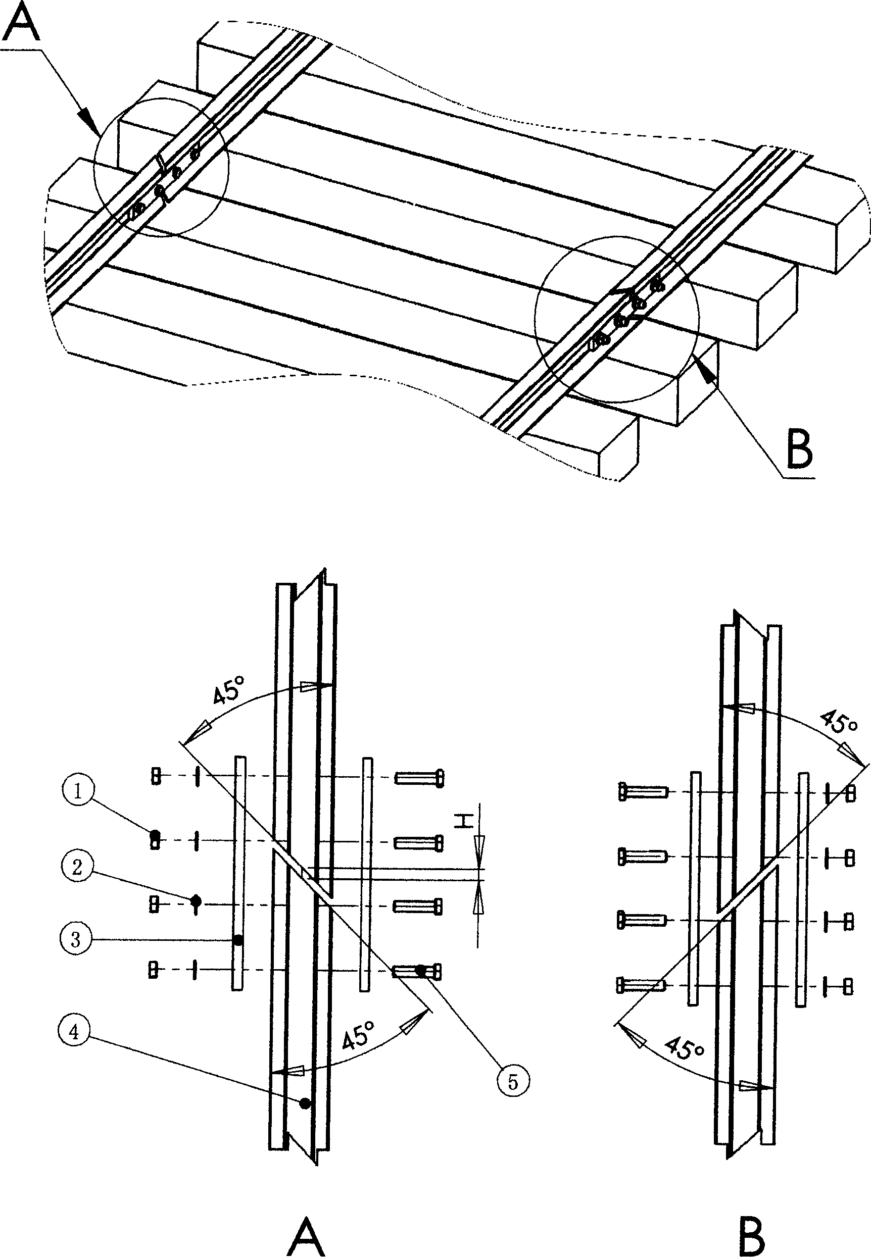 Joint technique for 45 degree sloping railway track