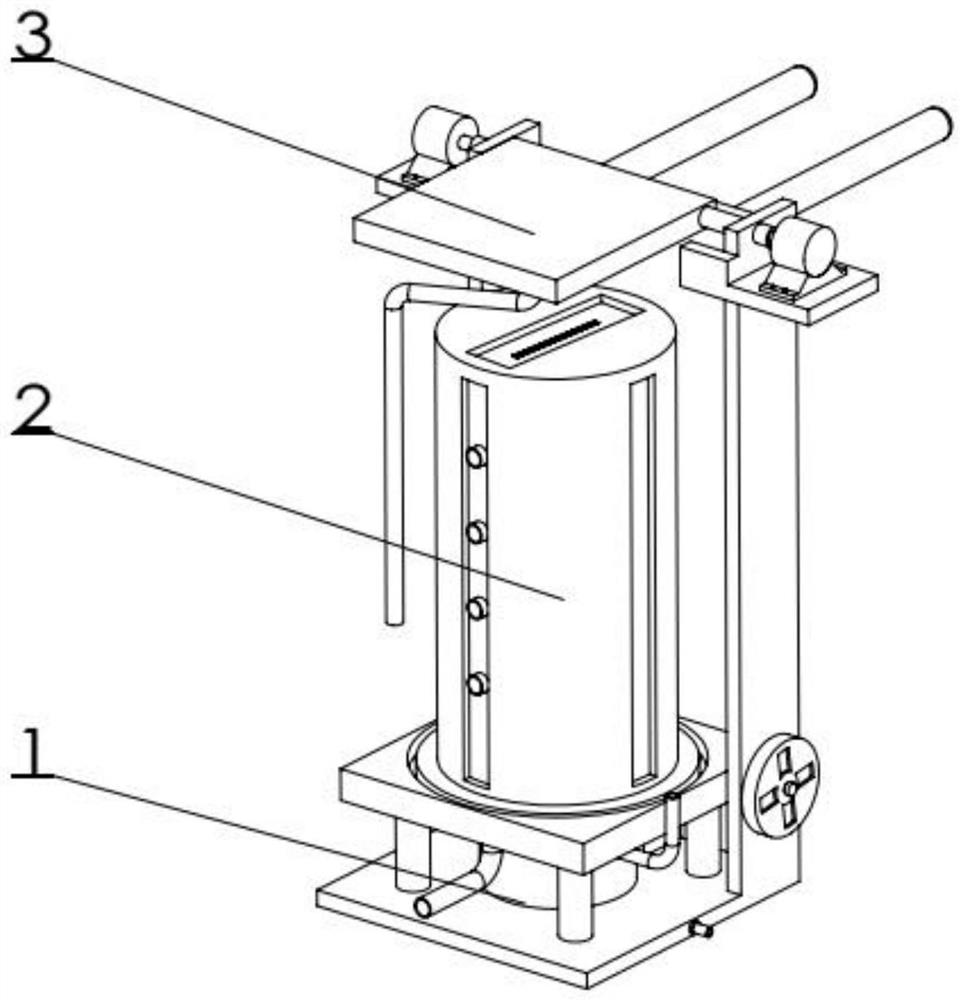 A mobile double-sided bucket washing device