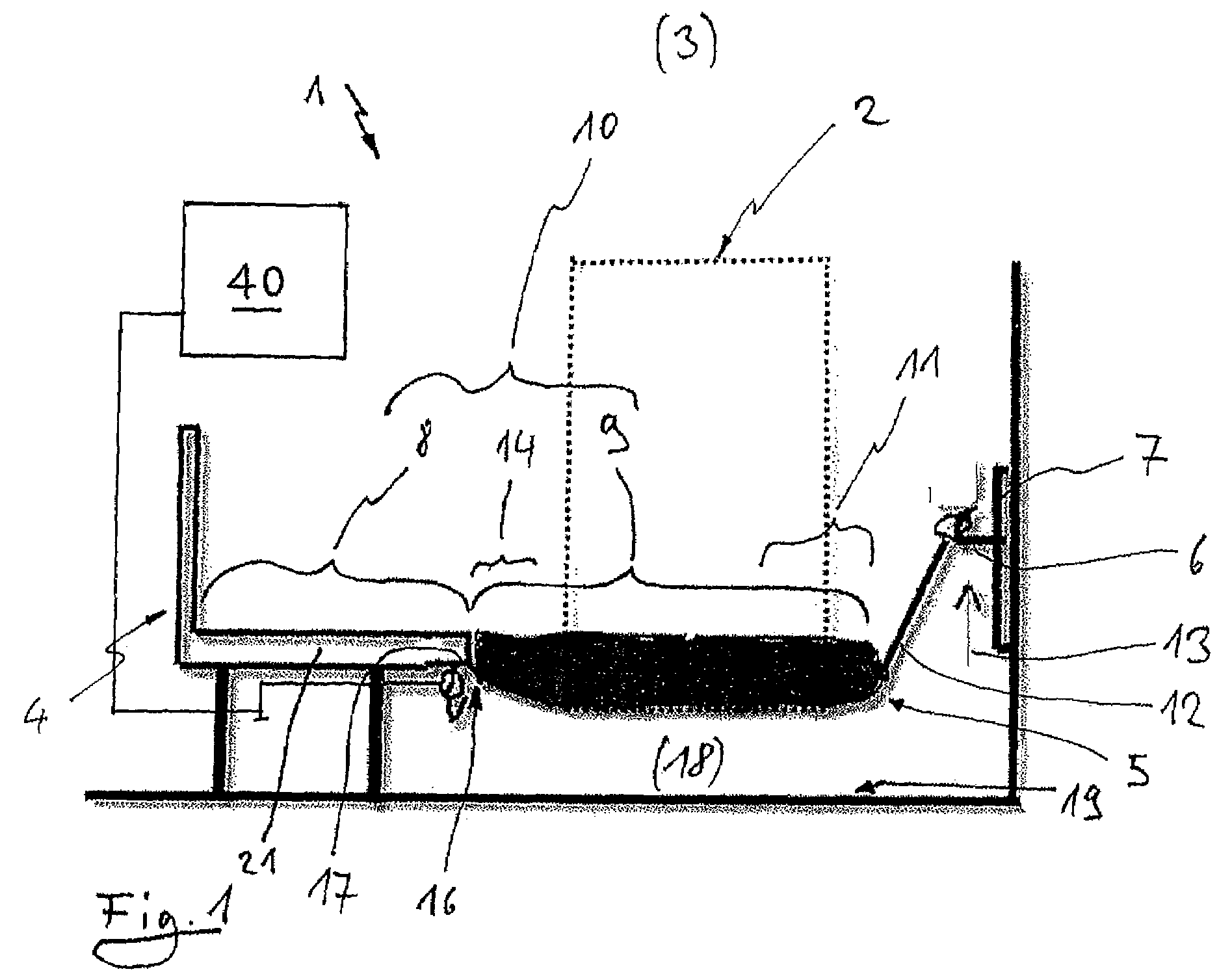 Installable reclining device for emergency medical aid of patients