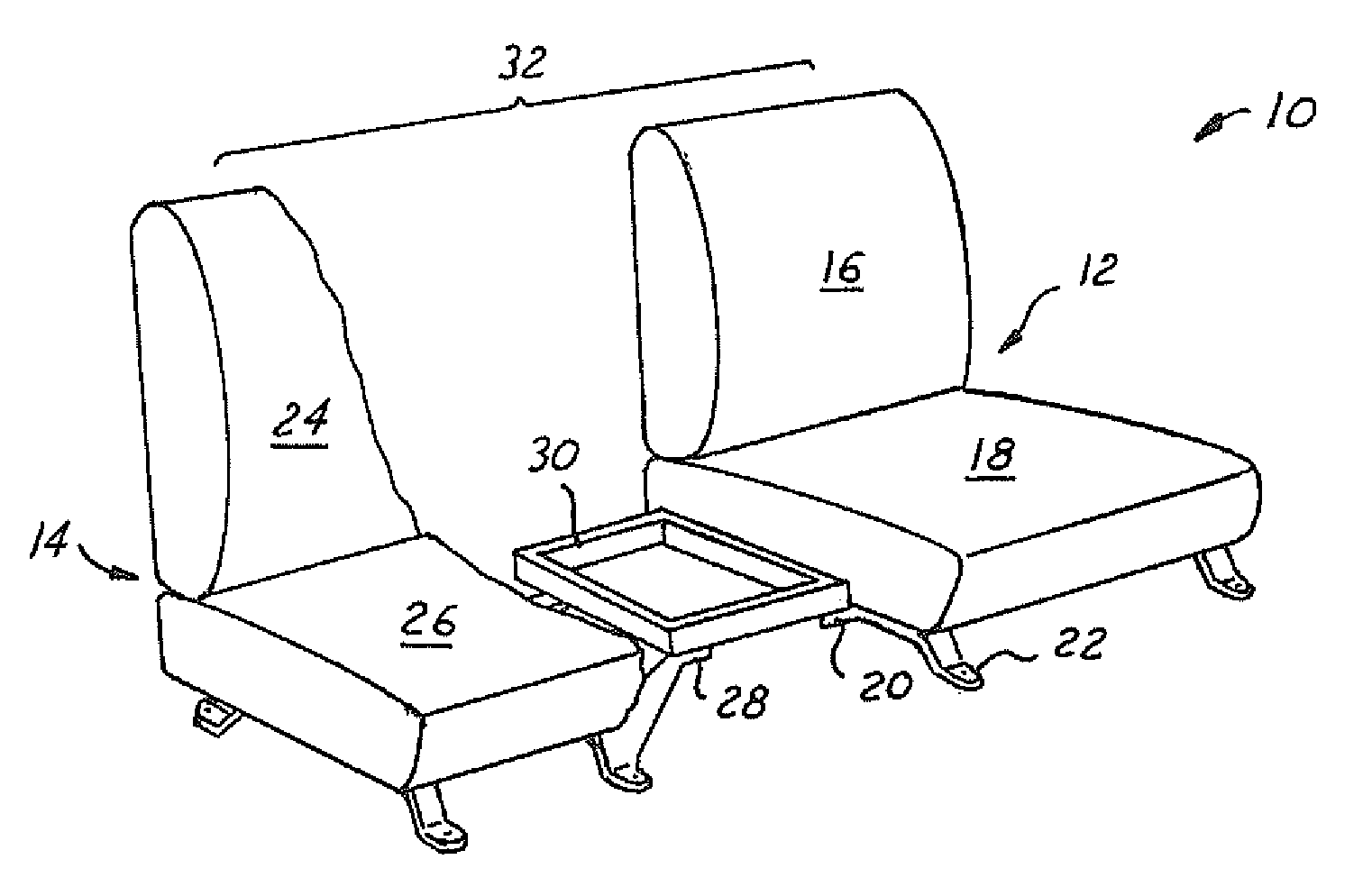 Two piece console and seat assembly