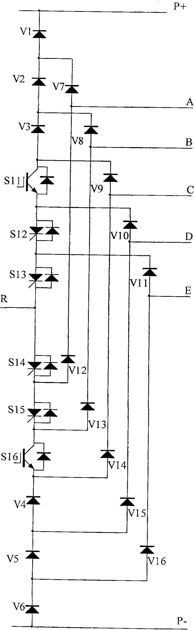 Seven power level high voltage frequency converter