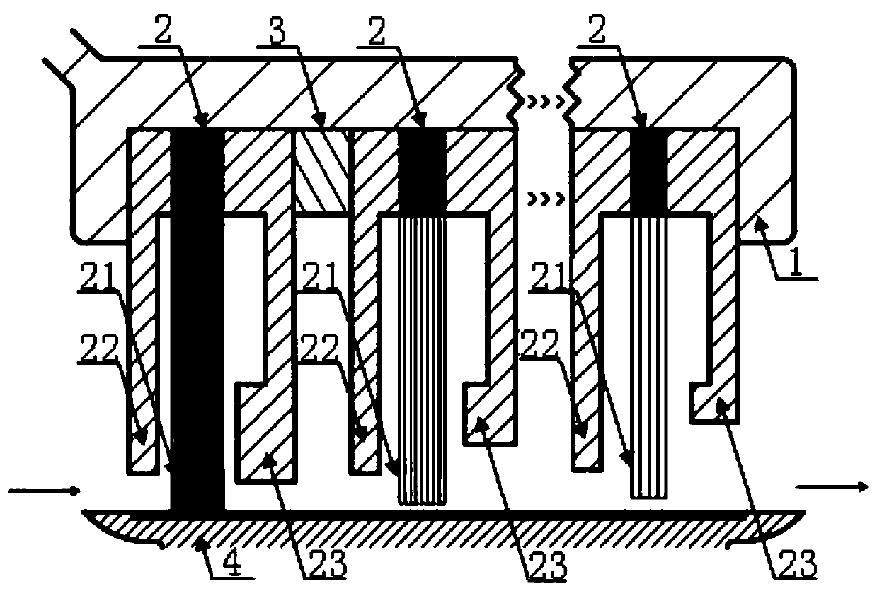 Multi-stage brush type seal of multi-stage differential structure