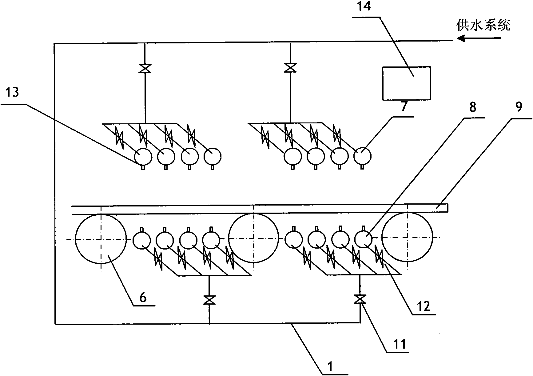Device and method for cooling intermediate rolled blank of hot rolled strip