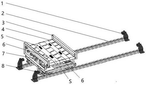 A kind of buffer lifting type feeding and discharging shuttle car used for tobacco thread automatic unpacking machine