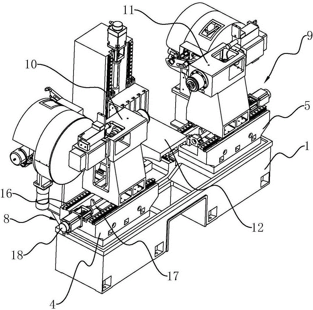 Twin-spindle numerical-control device used for composite sliding block machining