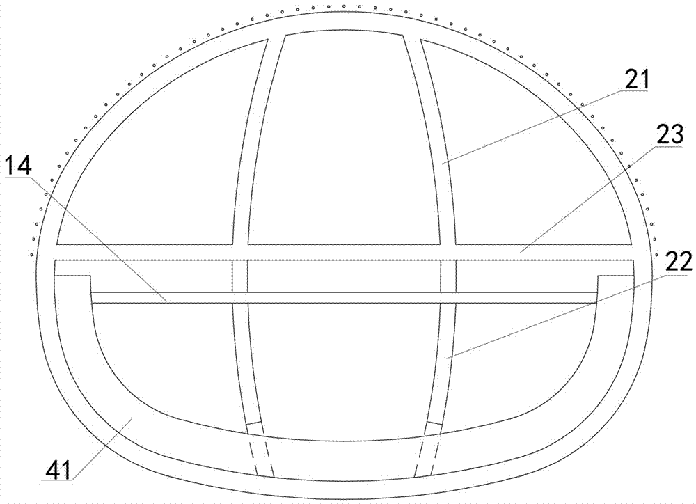 Large-section tunnel support removing and replacing and secondary lining construction method
