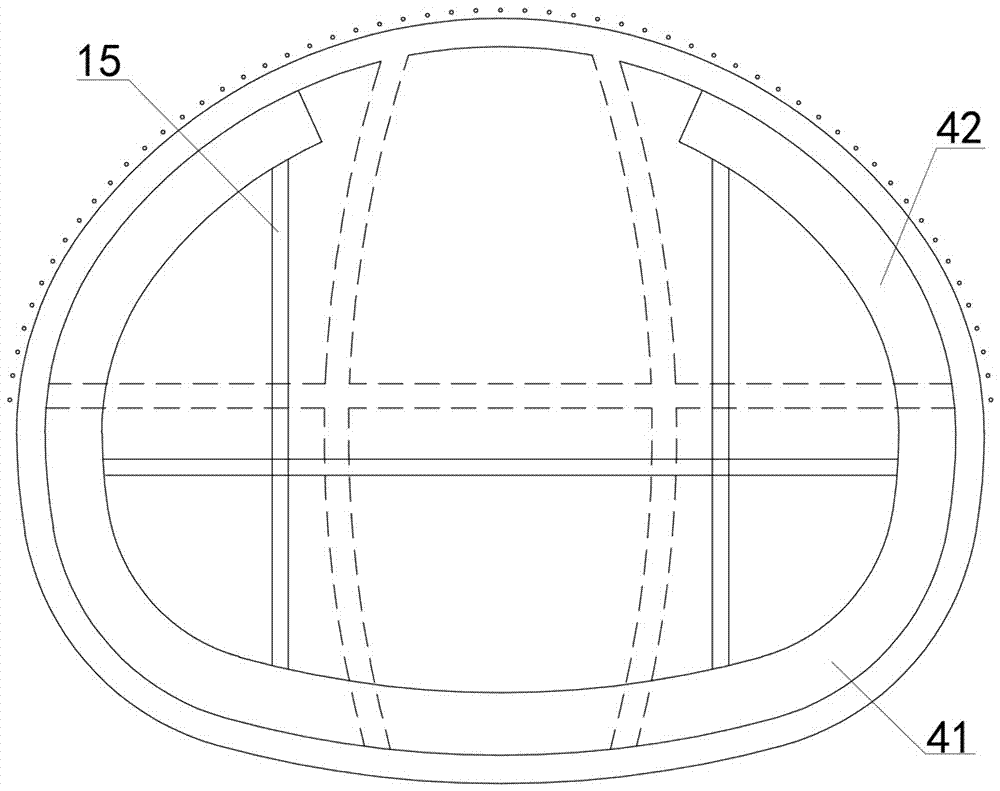 Large-section tunnel support removing and replacing and secondary lining construction method