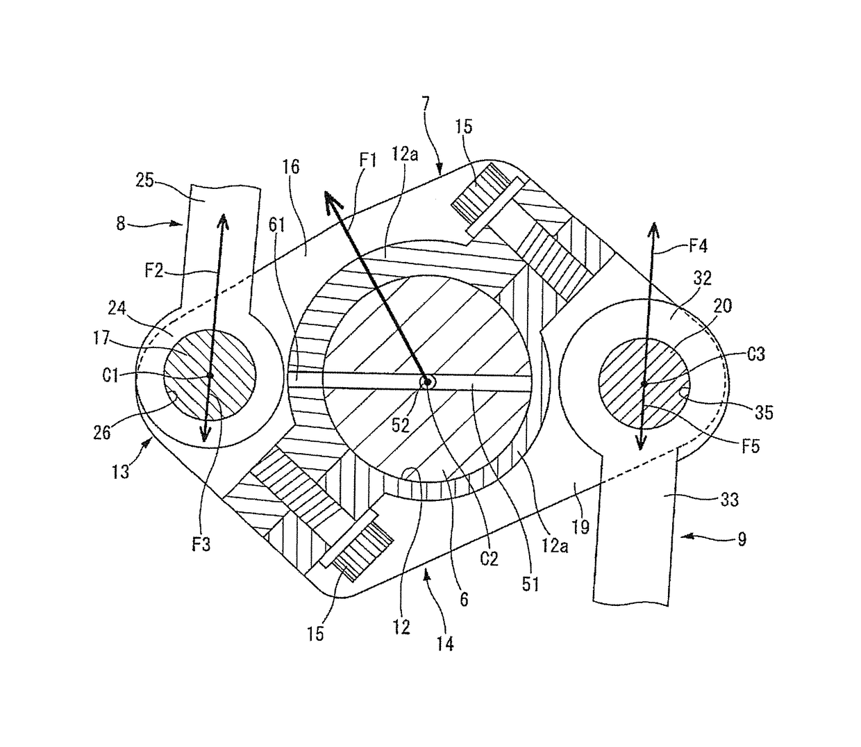 Double-link piston crank mechanism for internal combustion engine