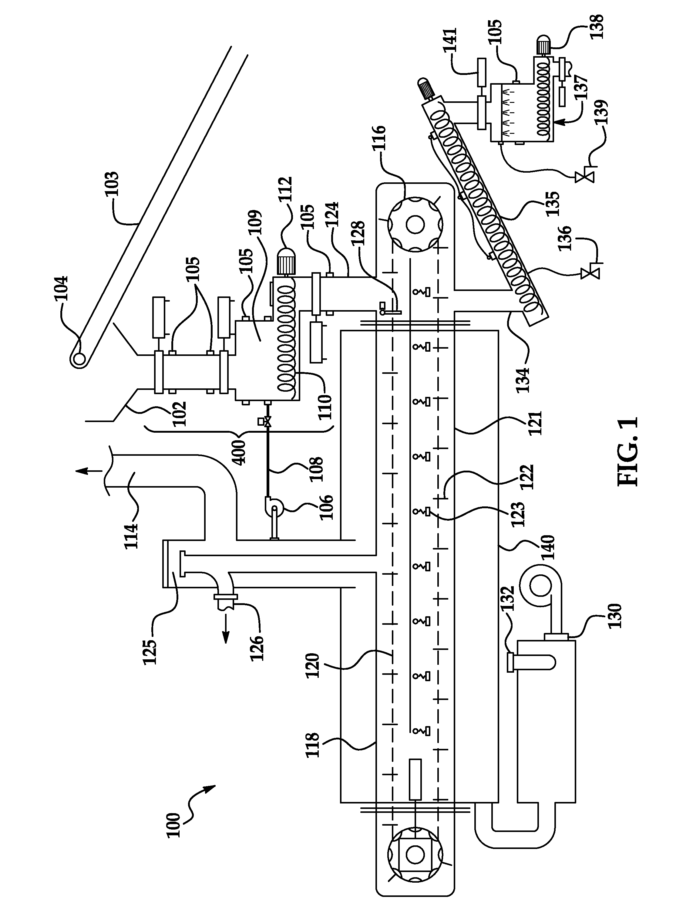 Chain drag carbonizer, system and method for the use thereof