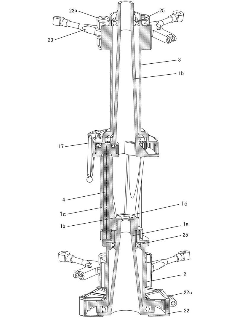 Coaxial drive and control structure for coaxial contrarotation rotor helicopter