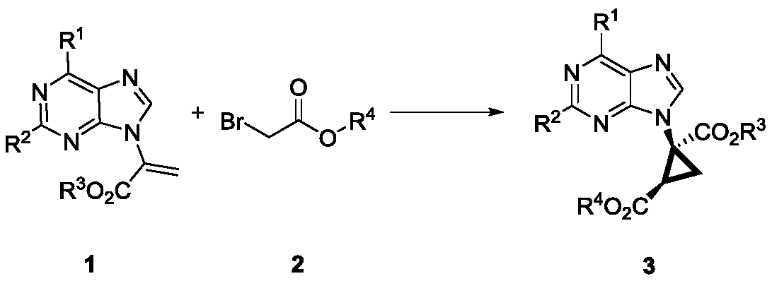 A method for the synthesis of chiral three-membered carbocyclic nucleosides by asymmetric cyclopropanation initiated by Michael addition