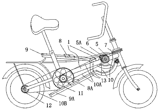 Front drive reciprocating type stepless labor-saving bicycle