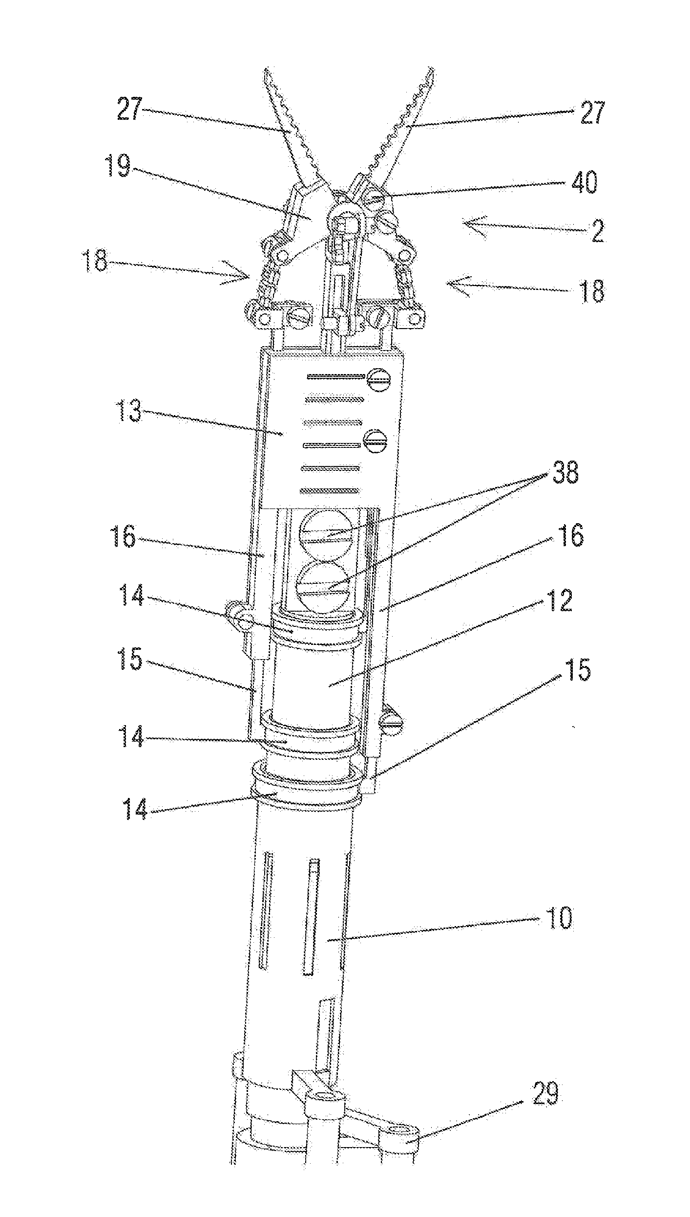 Portable stand-alone device, particularly suitable for use in surgery, micro-component handling and the like