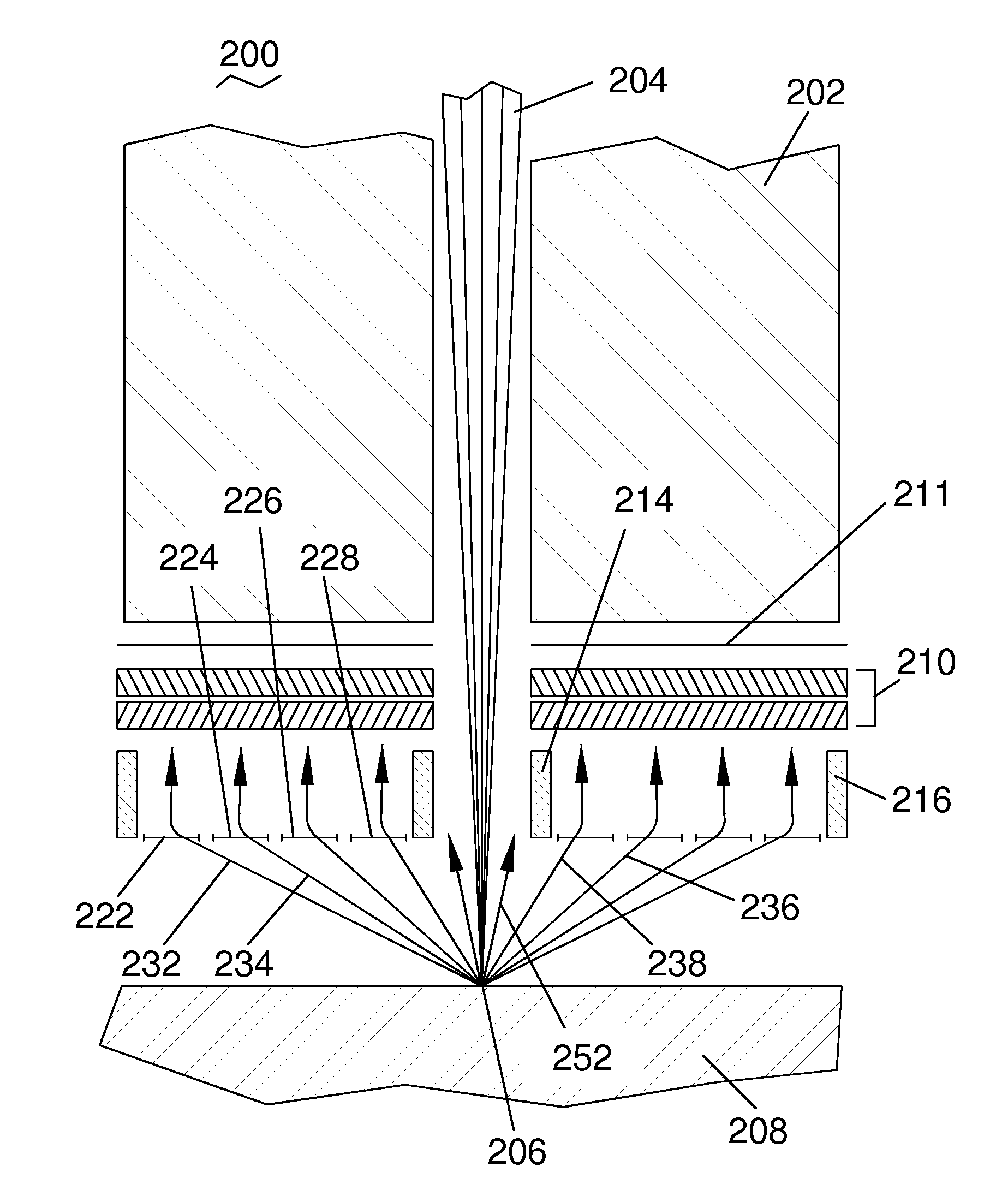 Distributed Potential Charged Particle Detector