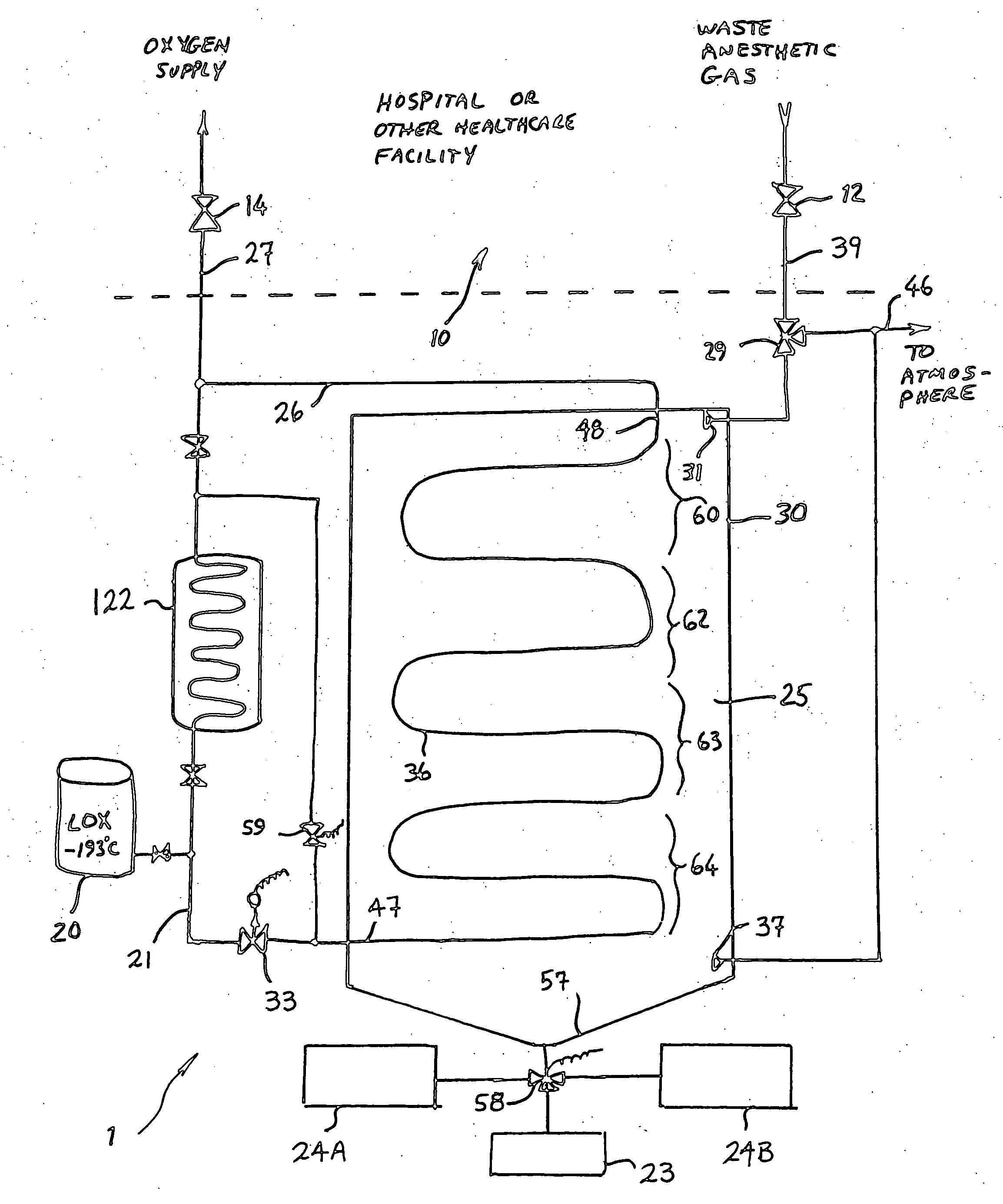 Anesthetic gas reclamation system and method