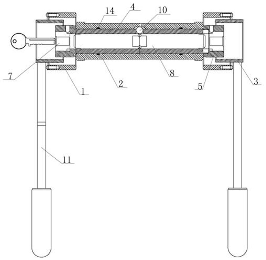 A two-way built-in lock mechanism for controlling internal locking of civil air defense doors and its installation method