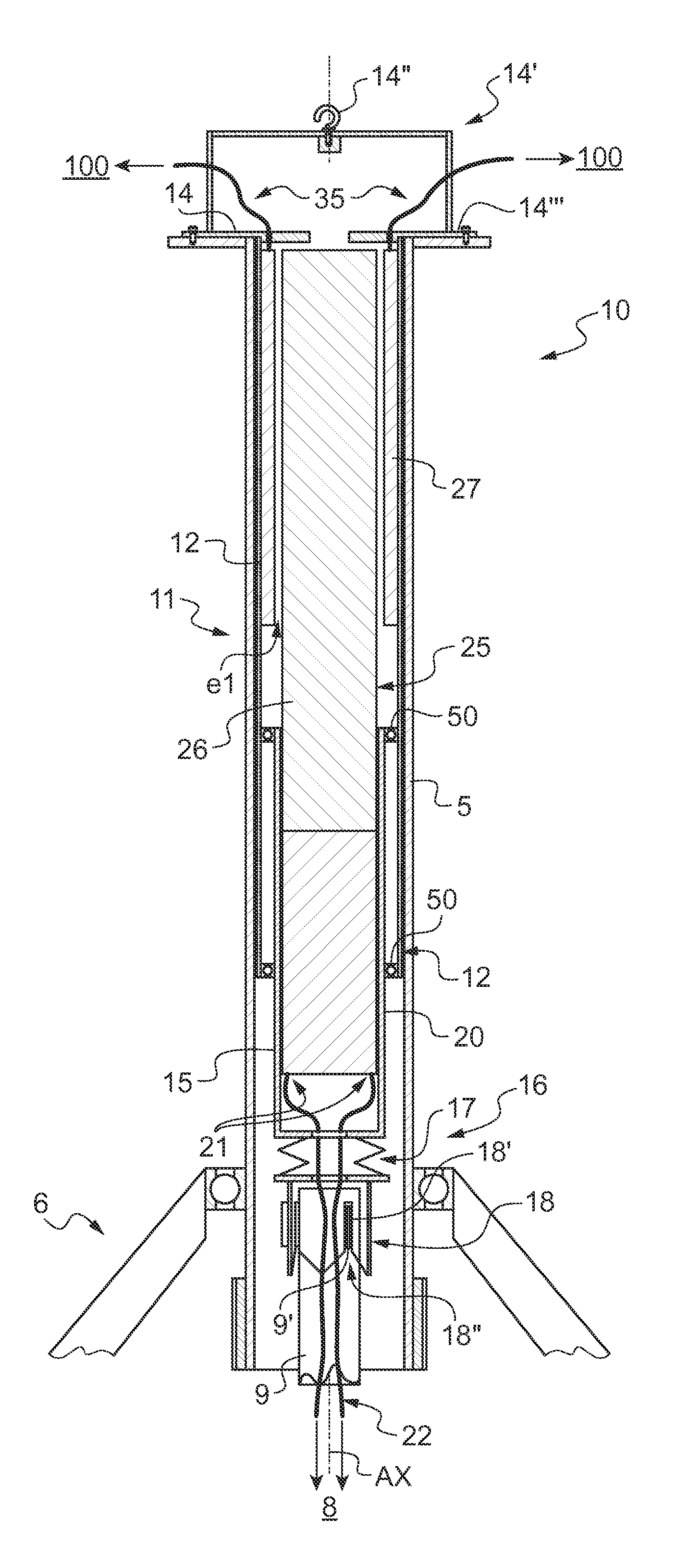 Electrical power supply device for powering at least one piece of equipment of an aircraft rotor, and an aircraft