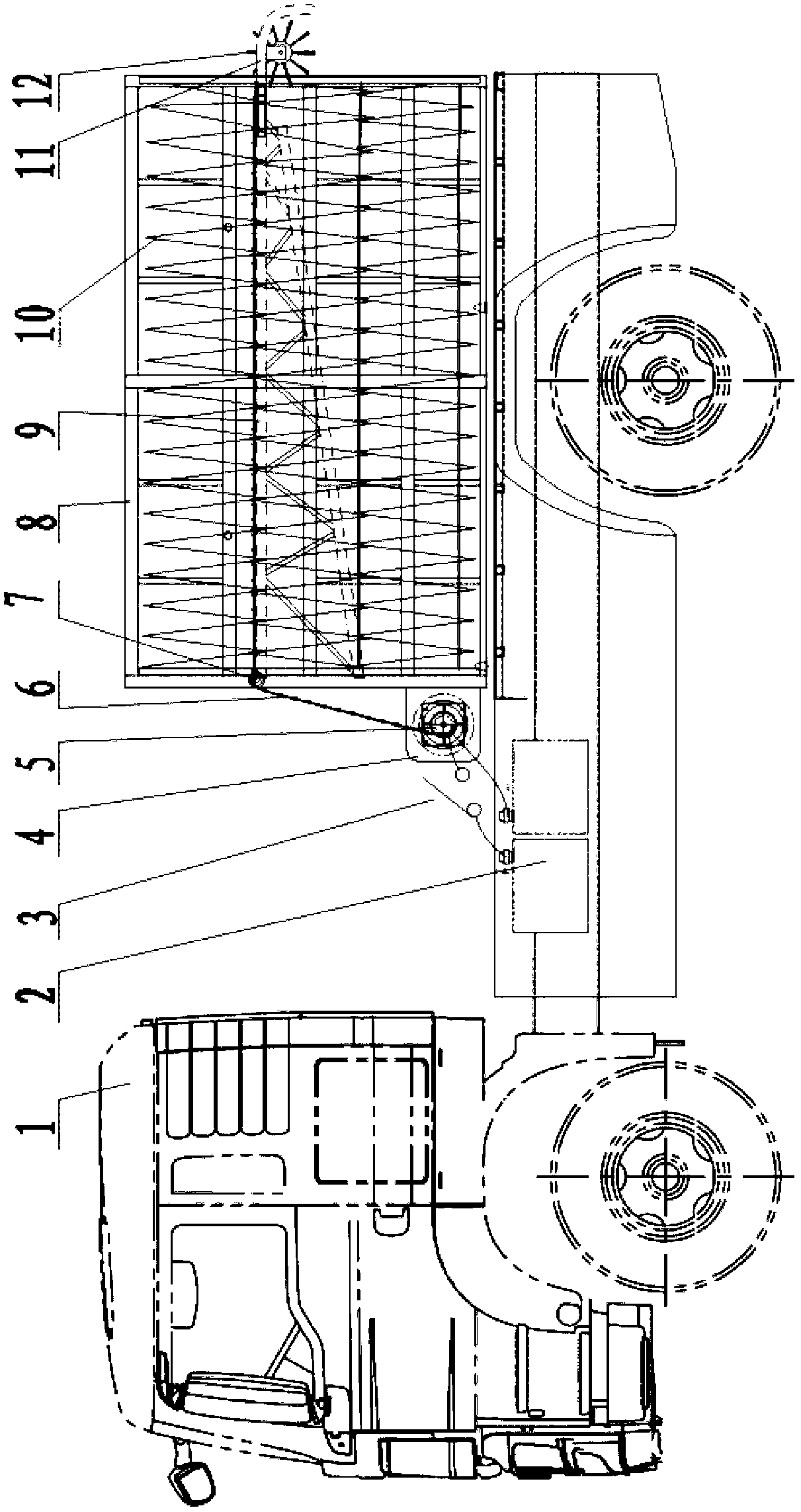 Mesh laying and collecting device of barbed wire mesh