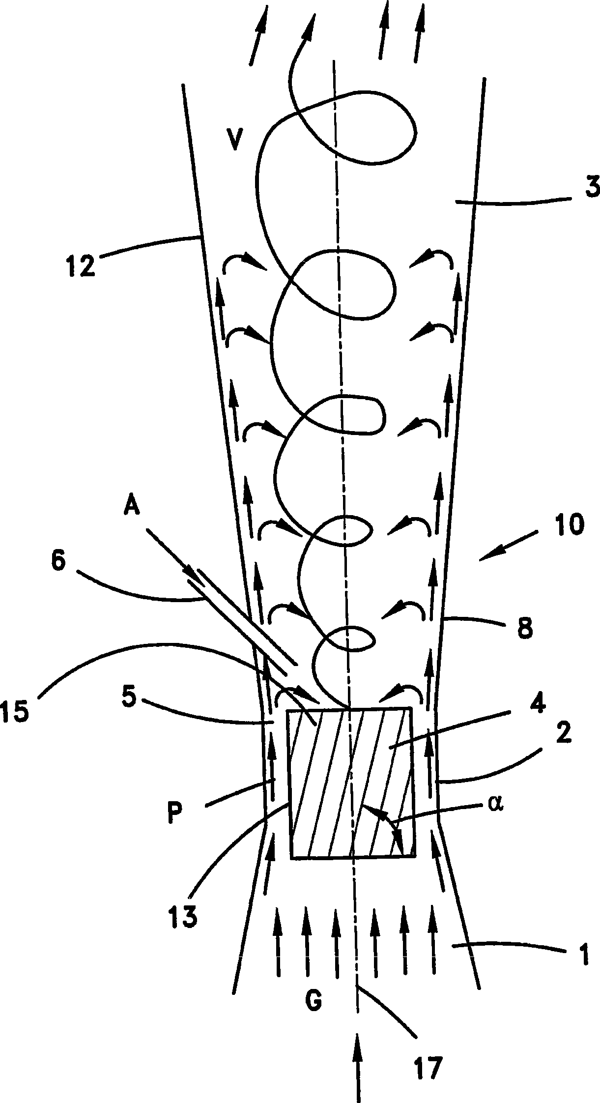 Apparatus and method for the removal of gaseous pollutants from an upwardly flowing gas stream