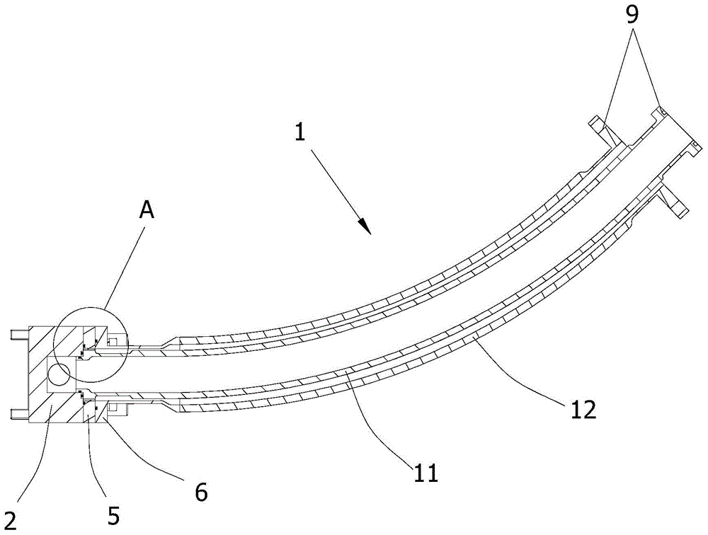 Fuel gas inlet branch pipe sealing structure for double-fuel engine