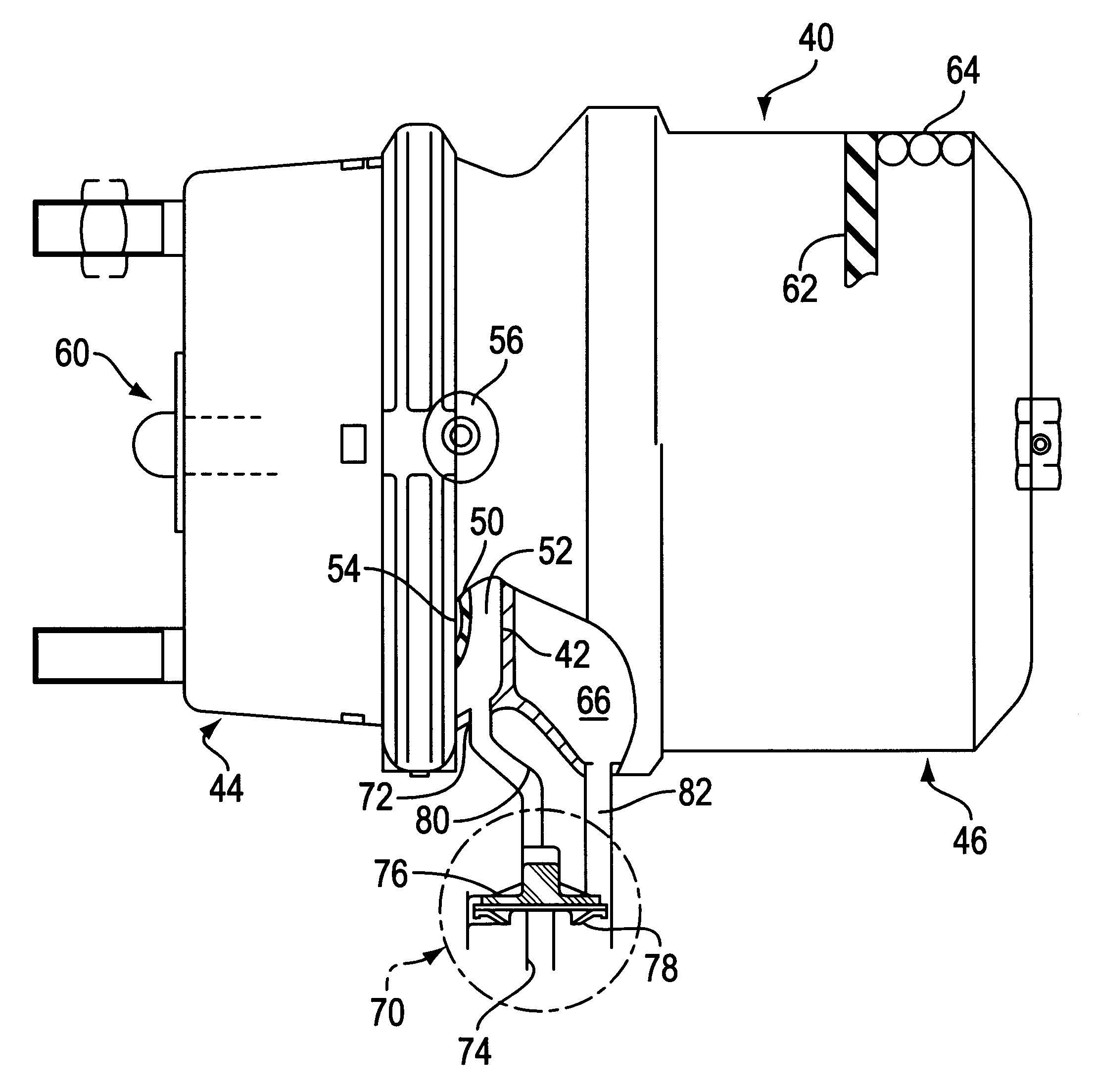 Spring brake actuator with integral biased double check valve for anti-compounding and roll-back protection