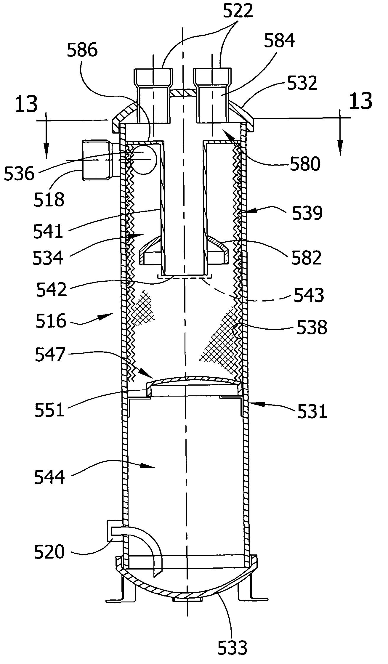 Multiple outlet vertical oil separator