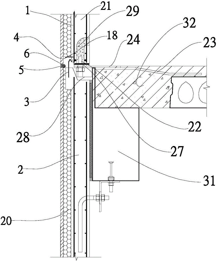 External wall panel installation node