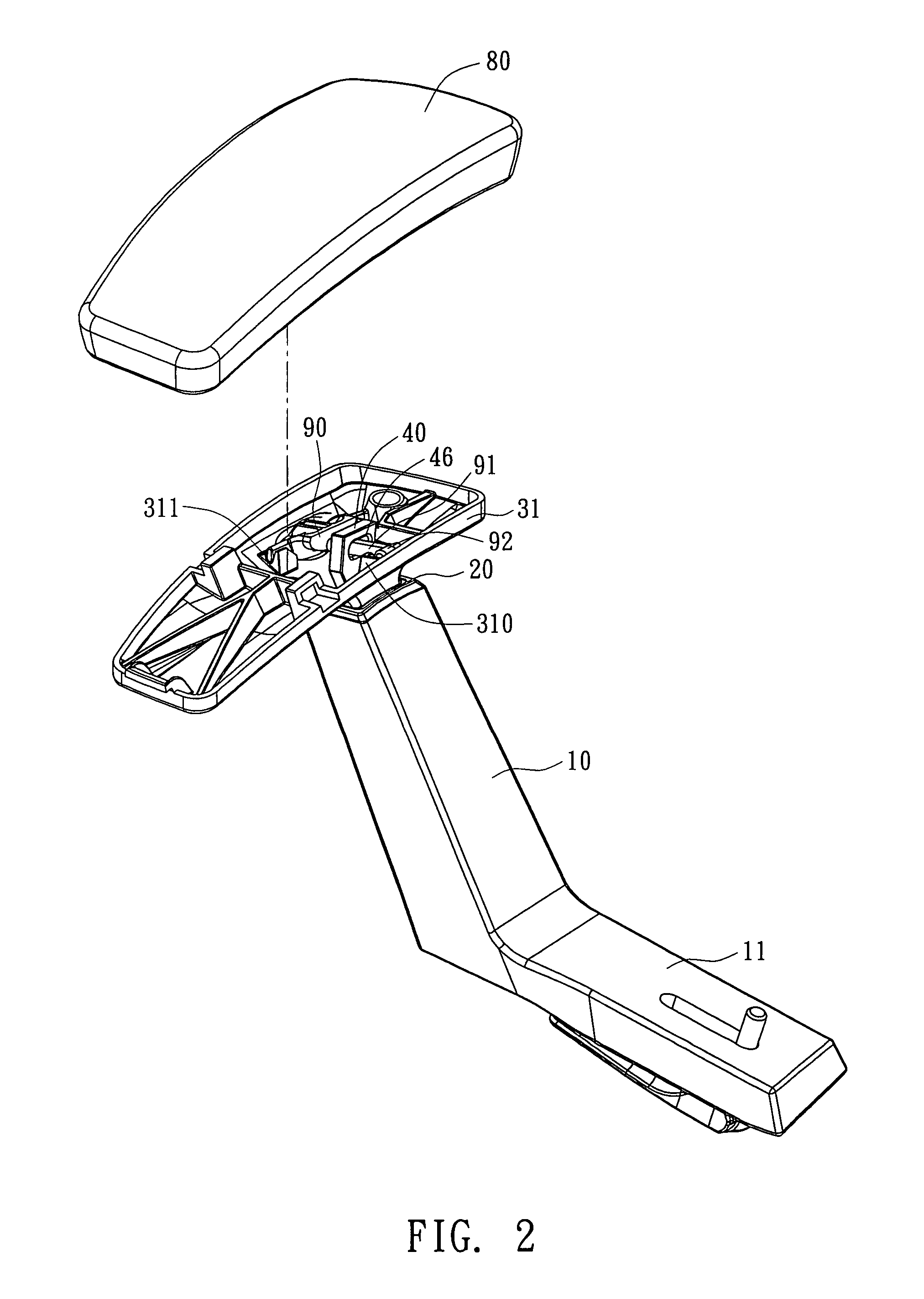 Height adjustment mechanism for armrest