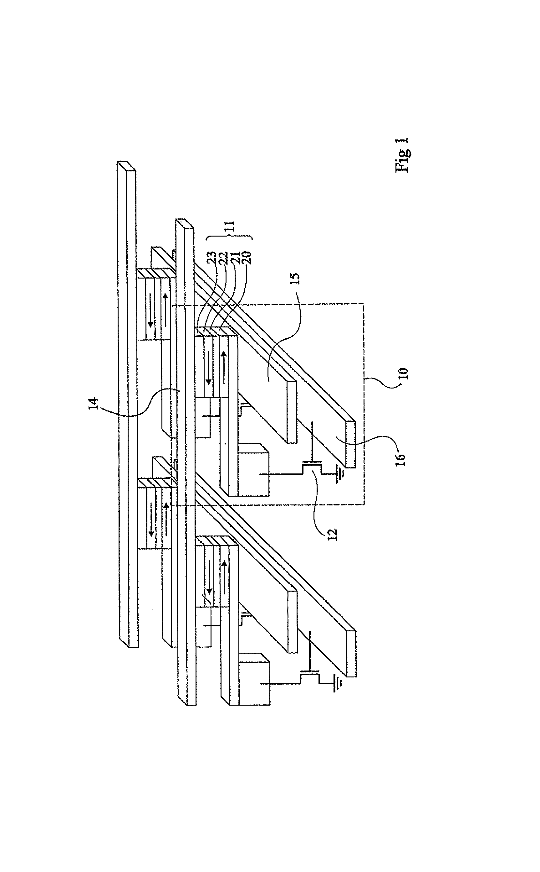 Magnetic memory with spin-polarized current writing, using amorphous ferromagnetic alloys, writing method for same