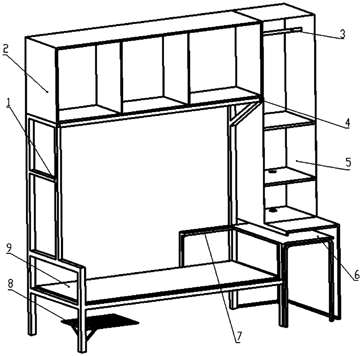 Dormitory safety bed provided with functional hutch table