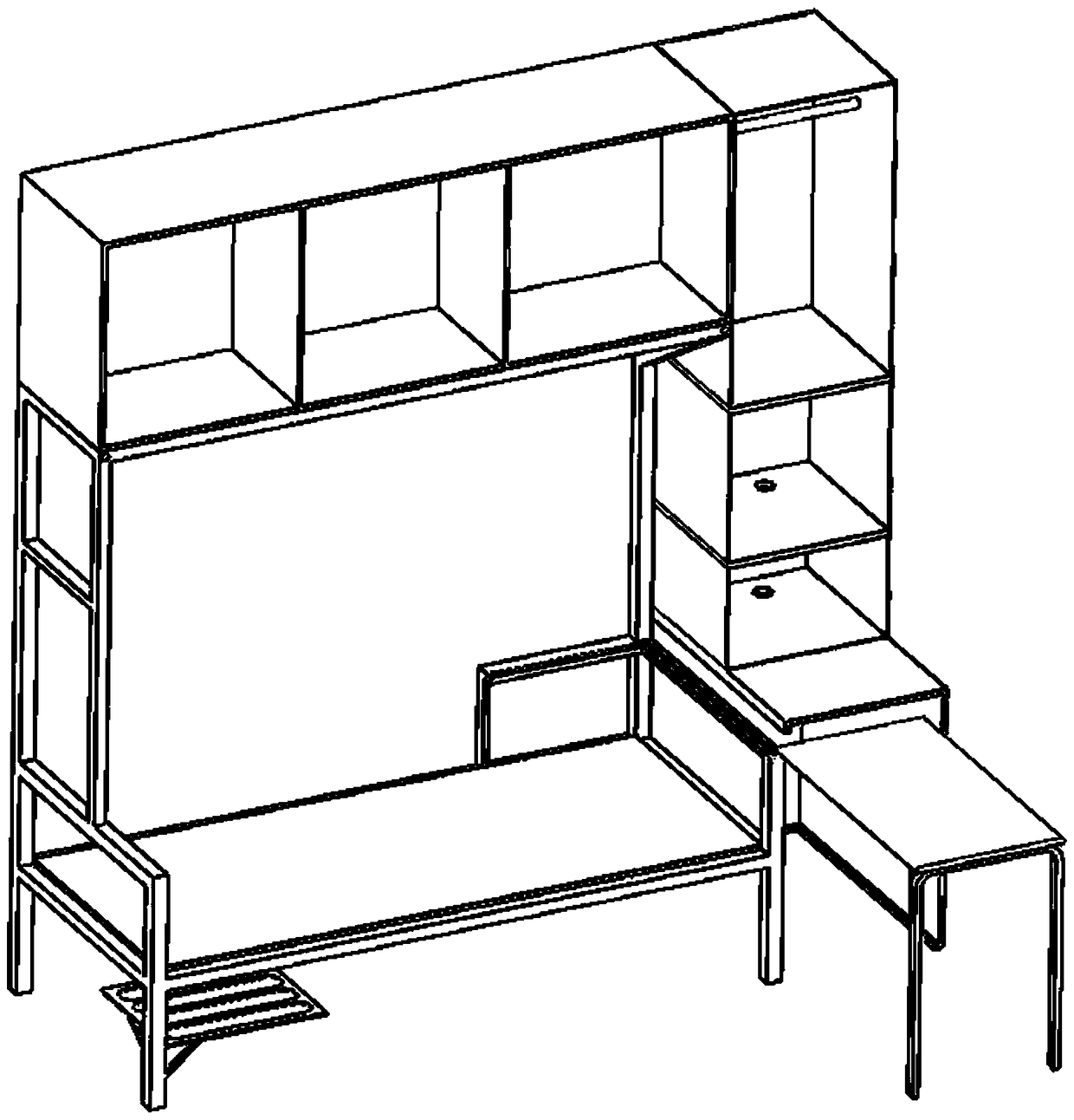 Dormitory safety bed provided with functional hutch table