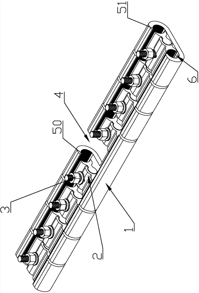 Wire abandoning and pole protecting device for transmission and distribution line and installation method for wire abandoning and pole protecting device