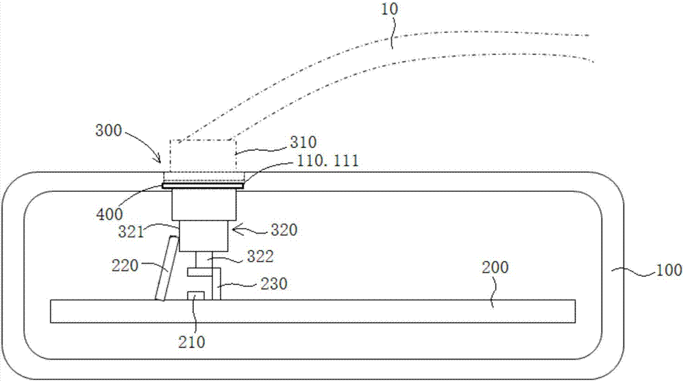 Electronic device with light guide post having electric transmission function