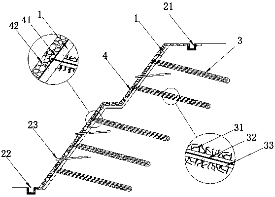 Support structure and reinforcement method for soft rock slope anti-seepage reinforcement