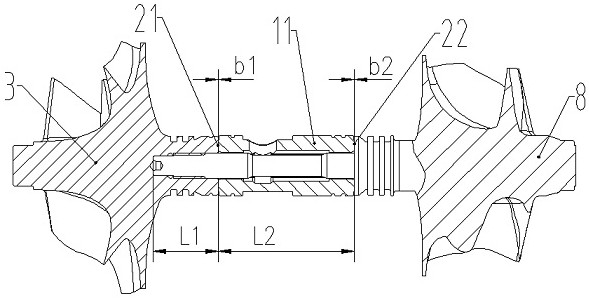 High-strength end face positioning compact turbine rotor device of turbocharger